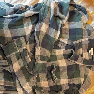 Green and Gray Plaid Men's Shirt